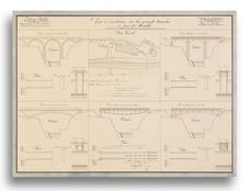 Plan, coupe et élévation du «&nbsp;Pont à construire sur la grande tranchée en face des Breuilles&nbsp;». Daté du 18 avril 1836 et signé Charié. Archives départementales de la Nièvre, 60 J 4.