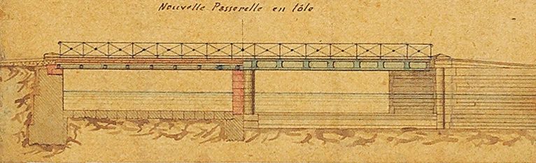 Canal du Nivernais&nbsp;: détail d’une vignette du plan de l’«&nbsp;Amélioration du canal dans la traversée de Clamecy&nbsp;», bief 47 bis du versant Seine. VNF - Direction territoriale Centre-Bourgogne, subdivision de Corbigny.
© T. Kuntz, Service Patrimoine et inventaire, Région Bourgogne, 2013.