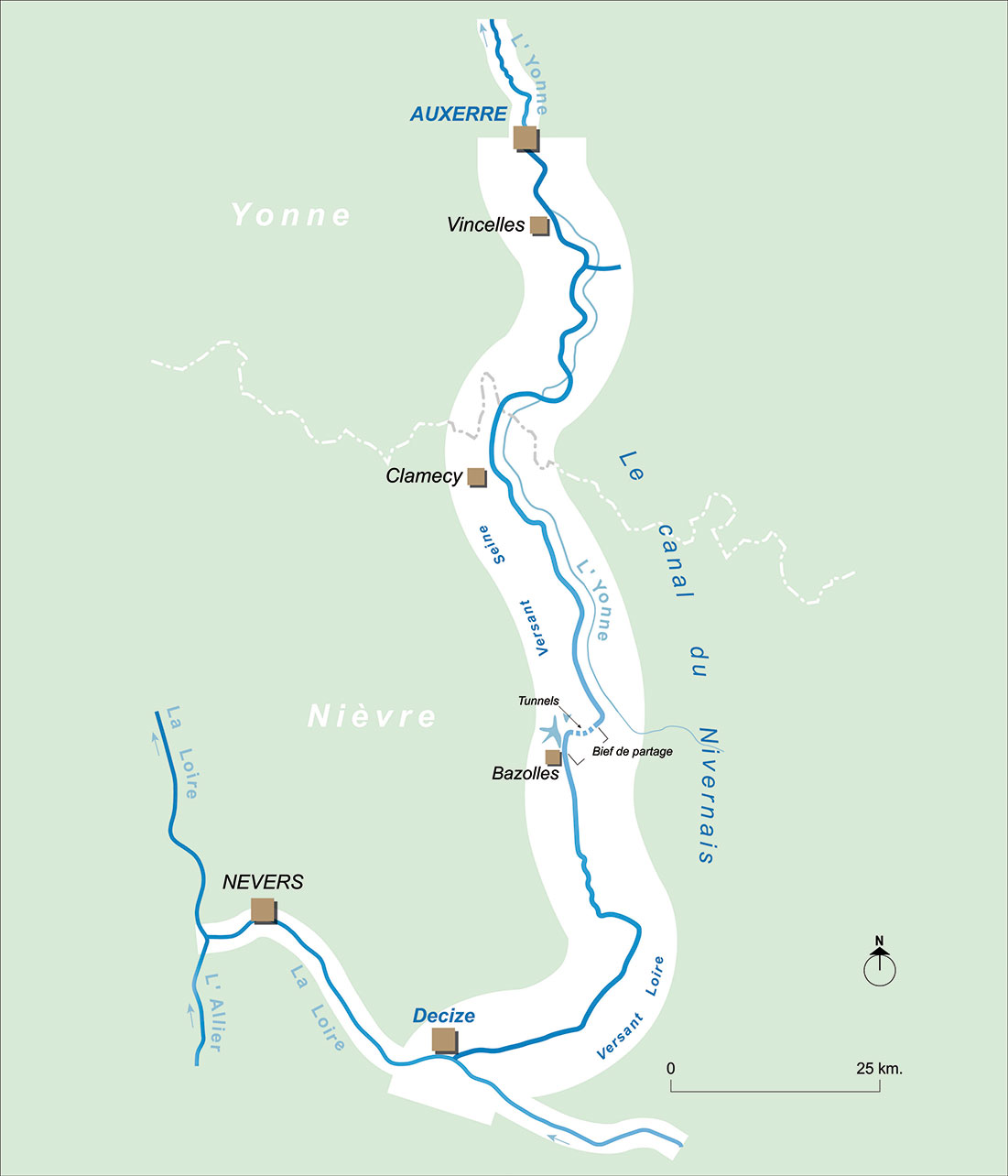 Carte générale du canal du Nivernais.